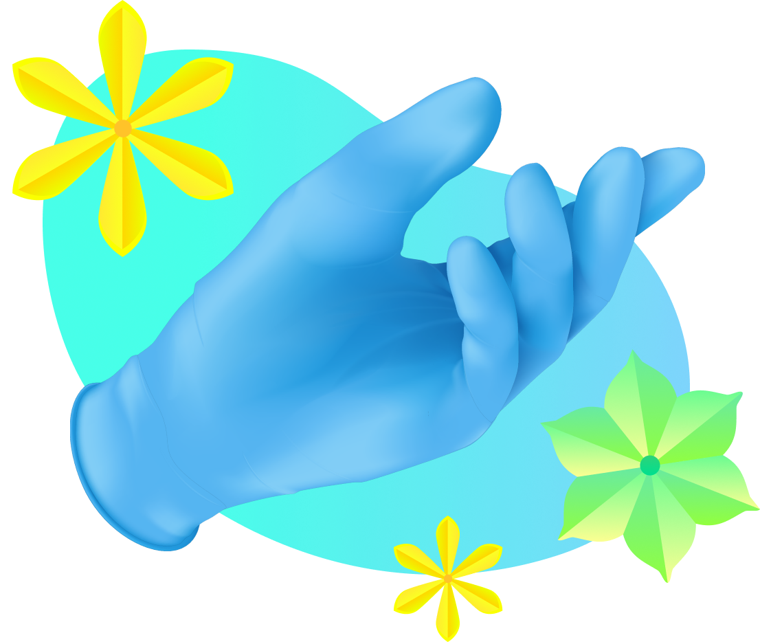 Image of a glove, scaha inchi leaf pattern illustration